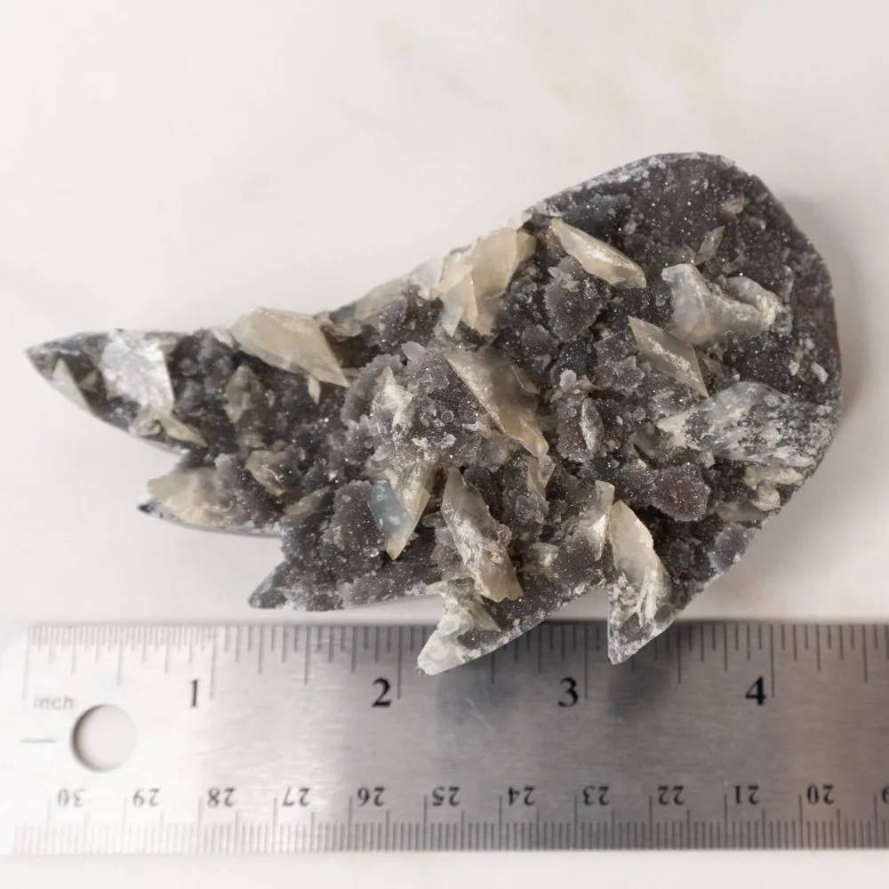 Black Drusy Quartz Crystal Angel Wing
