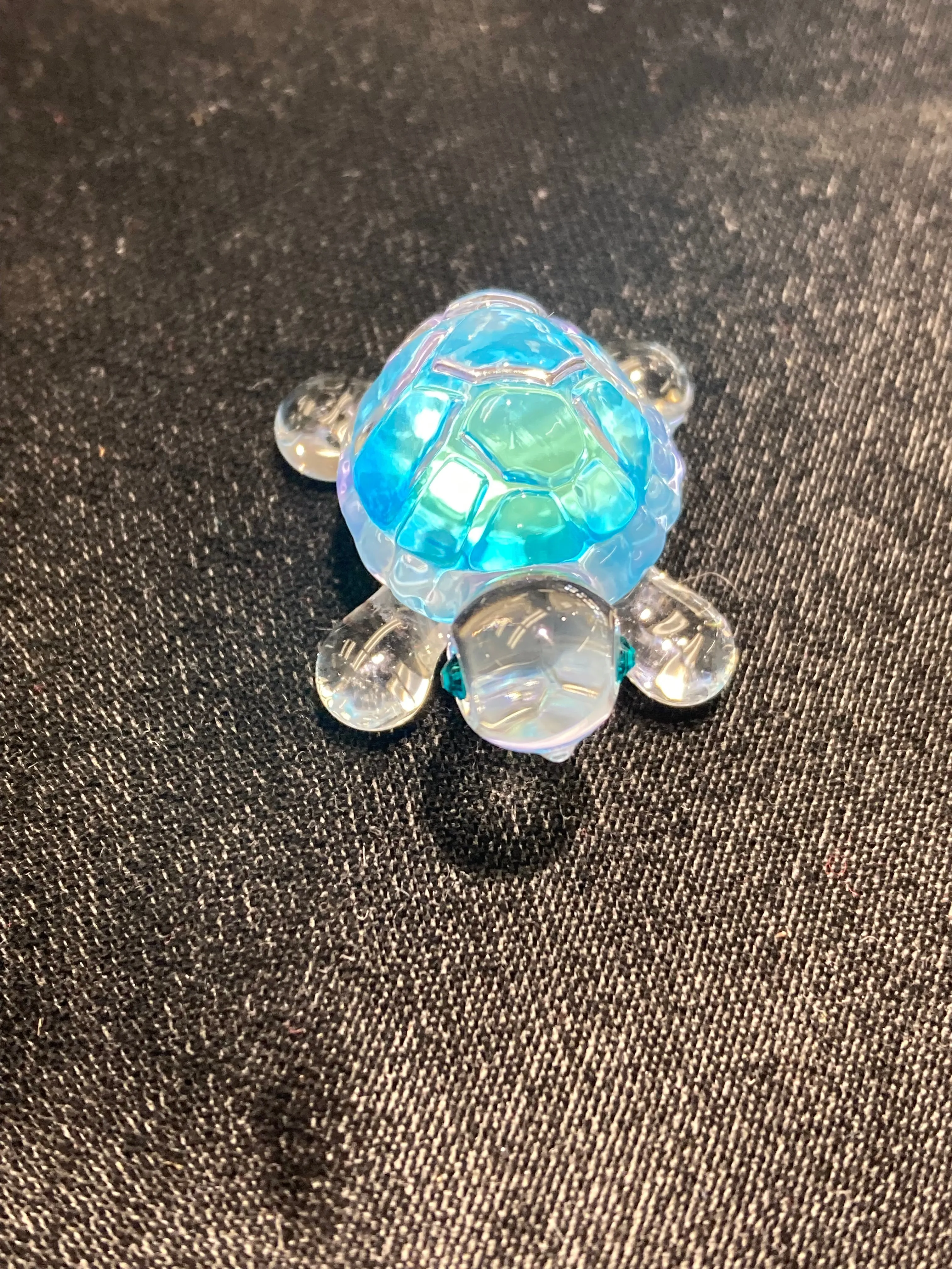Blue Turtle Glass Figurine