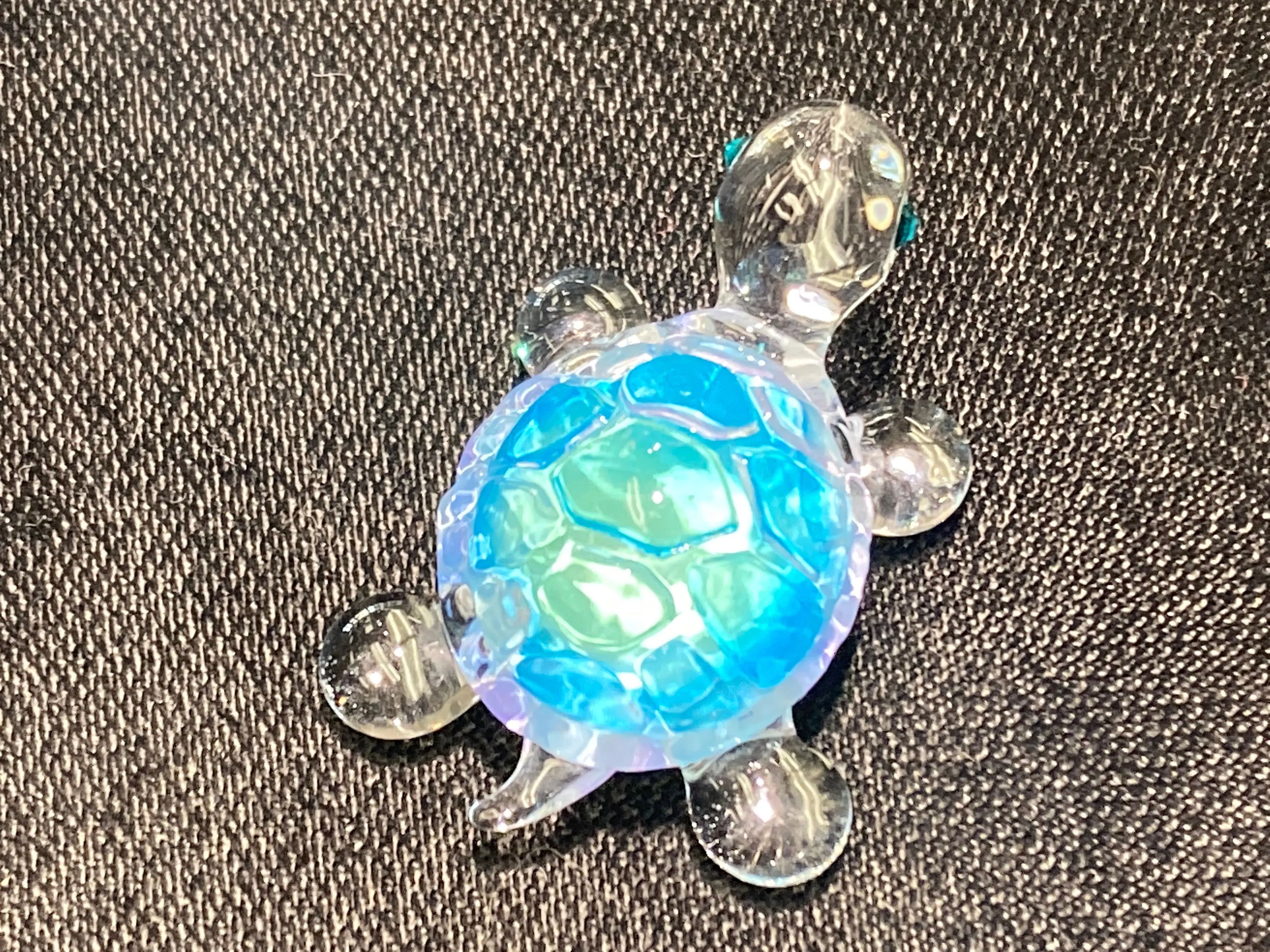 Blue Turtle Glass Figurine