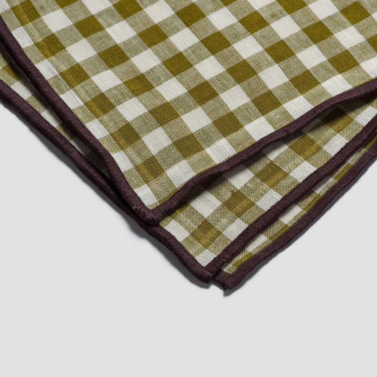 Botanical Green Gingham Linen Tablecloth