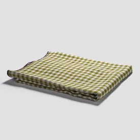 Botanical Green Gingham Linen Tablecloth