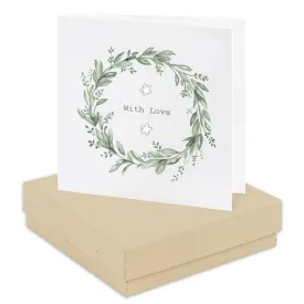Boxed Eucalyptus With Love Wreath Earring Card