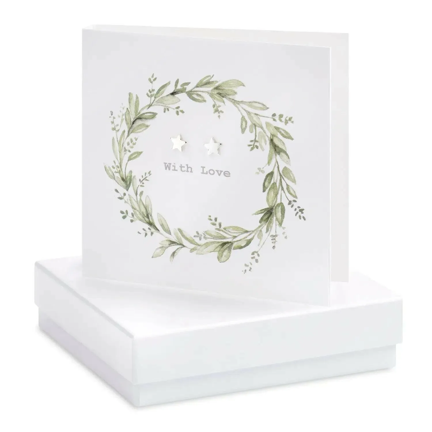 Boxed Eucalyptus With Love Wreath Earring Card