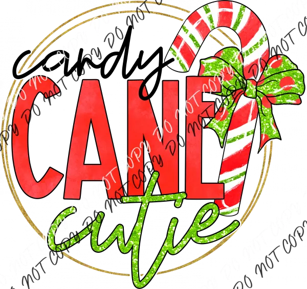 Candy Cane Cutie Red Green DTF Transfer