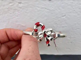 Candy Cane Silver Bracelet With Removable Center Piece 7"