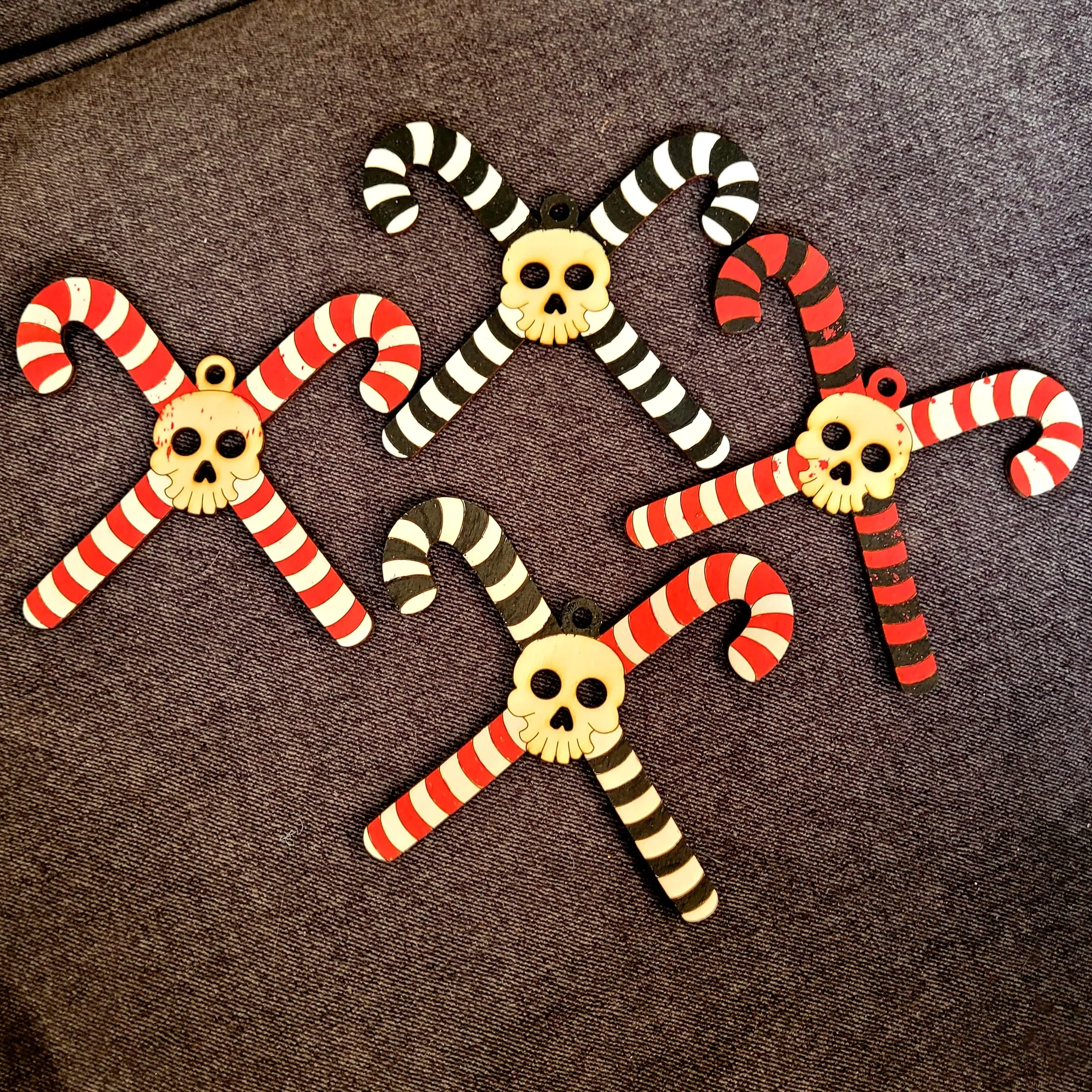 Candy Cane Skeleton Ornament