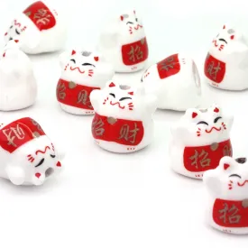Ceramic Lucky Cat 17mm - Pack of 10