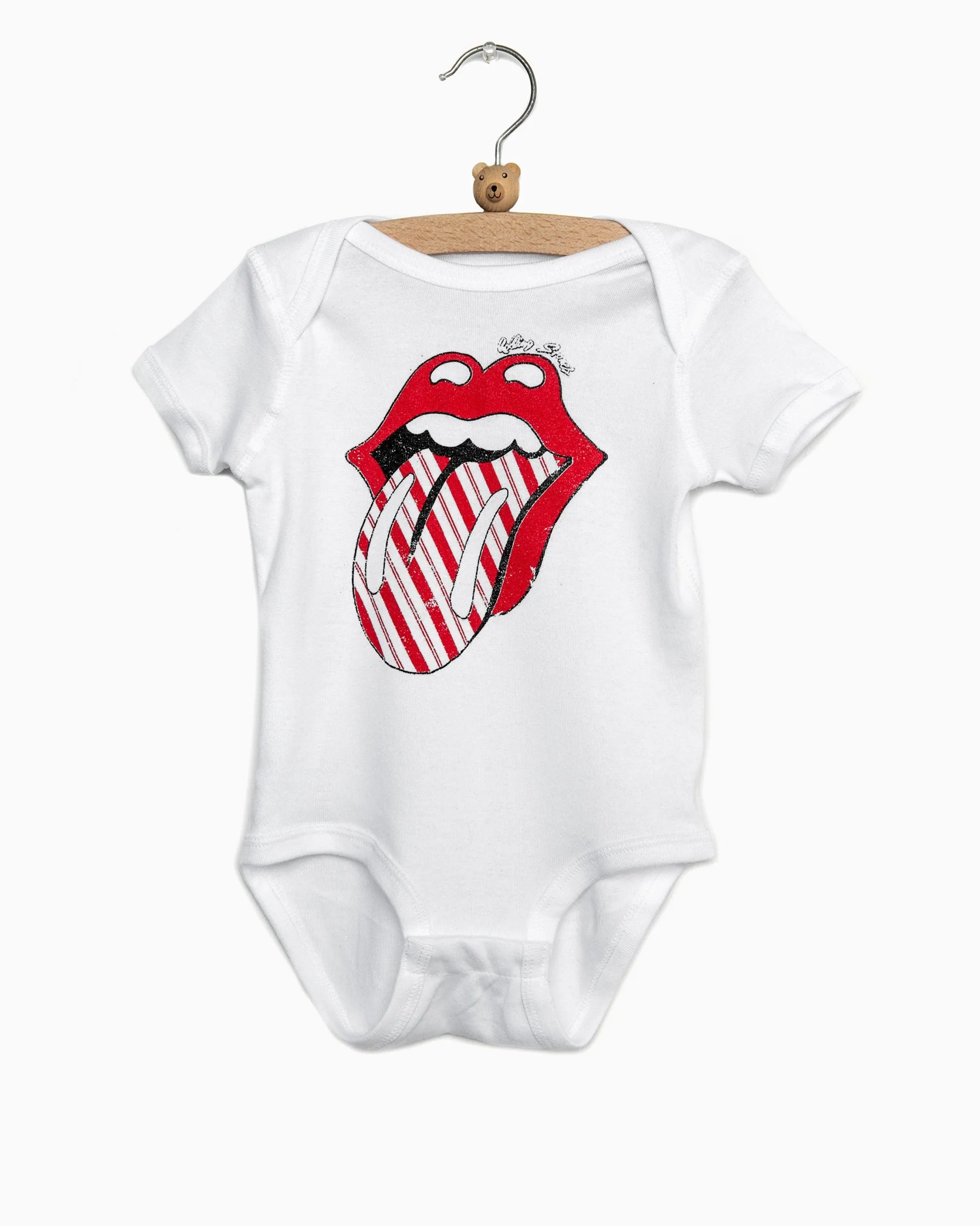 Children's Rolling Stones Candy Cane Lick White Onesie