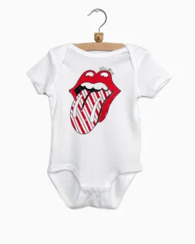 Children's Rolling Stones Candy Cane Lick White Onesie