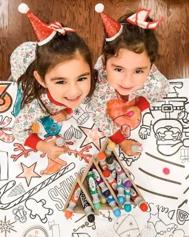 Christmas Coloring Collage Table Cover