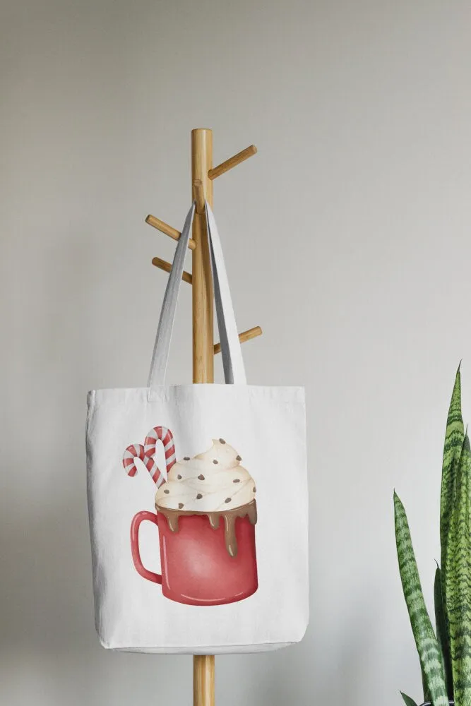 Christmas Hot Cocoa Mug Digital Print, Winter Illustration Print, Watercolor Hot Chocolate Decor, Hygge Print, Merry Christmas Candy Cane