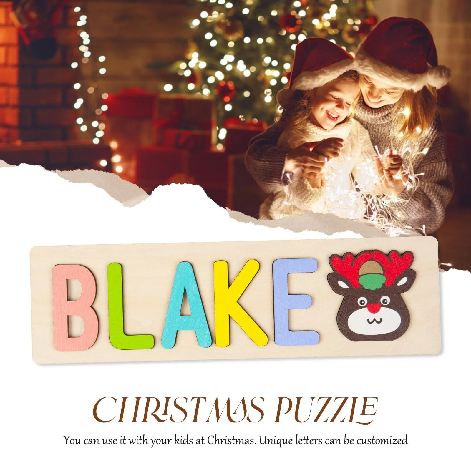 Christmas Personalized Custom Wooden Name Puzzle