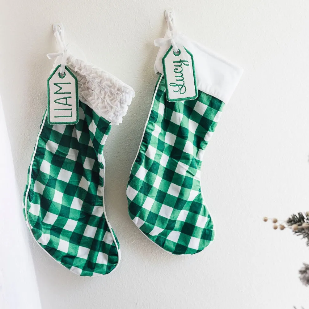 Christmas Stocking - Green Gingham