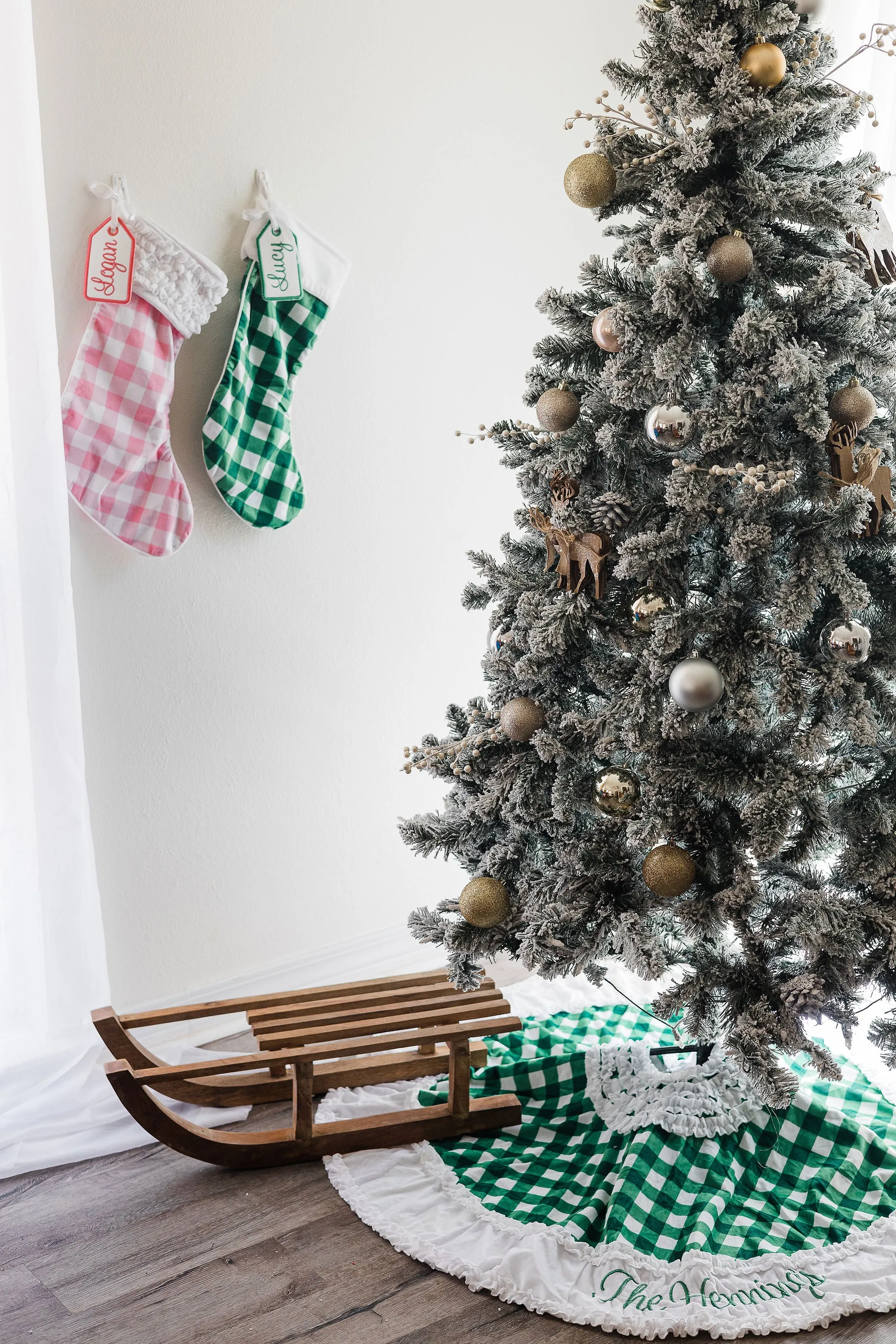 Christmas Stocking - Green Gingham