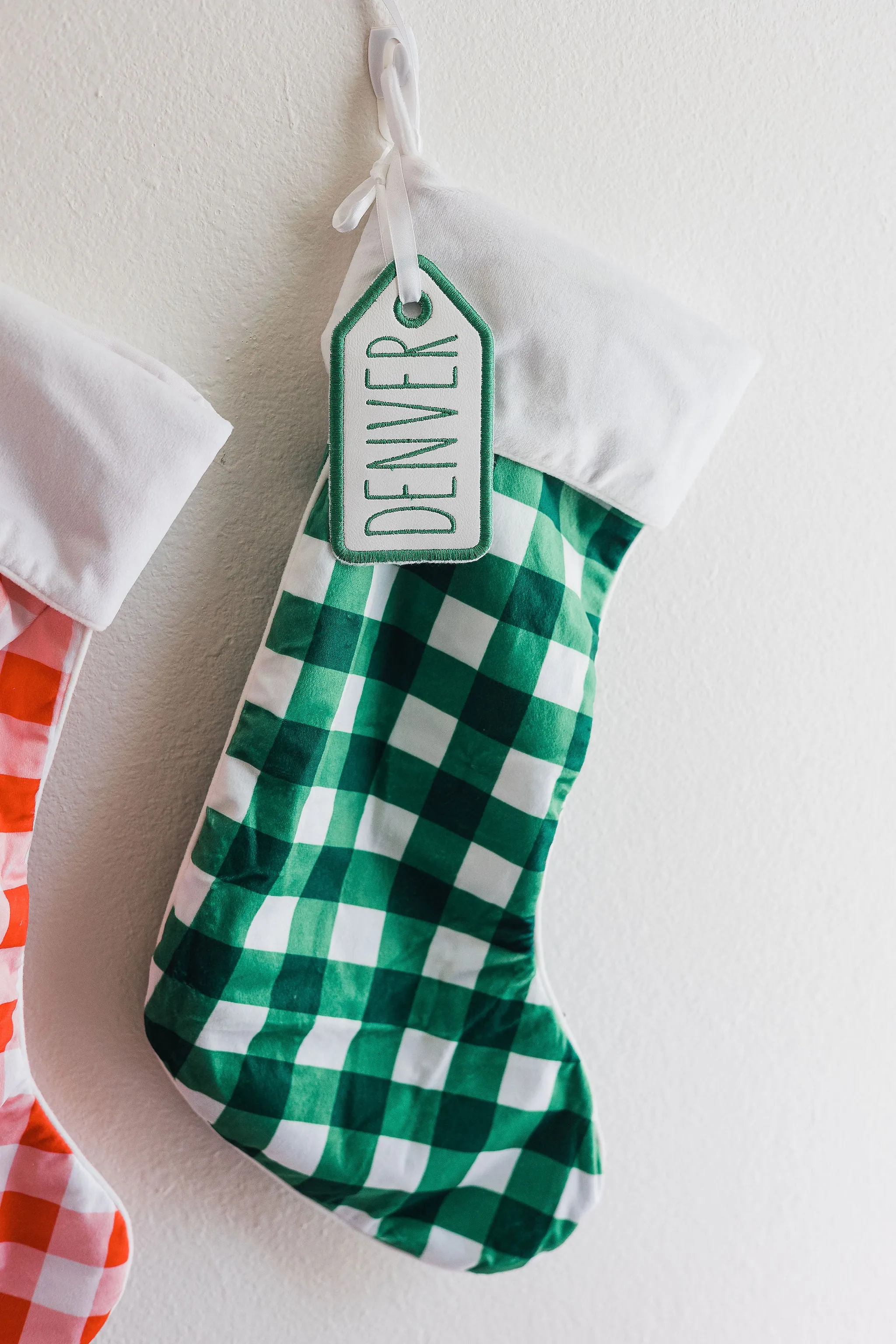 Christmas Stocking - Green Gingham