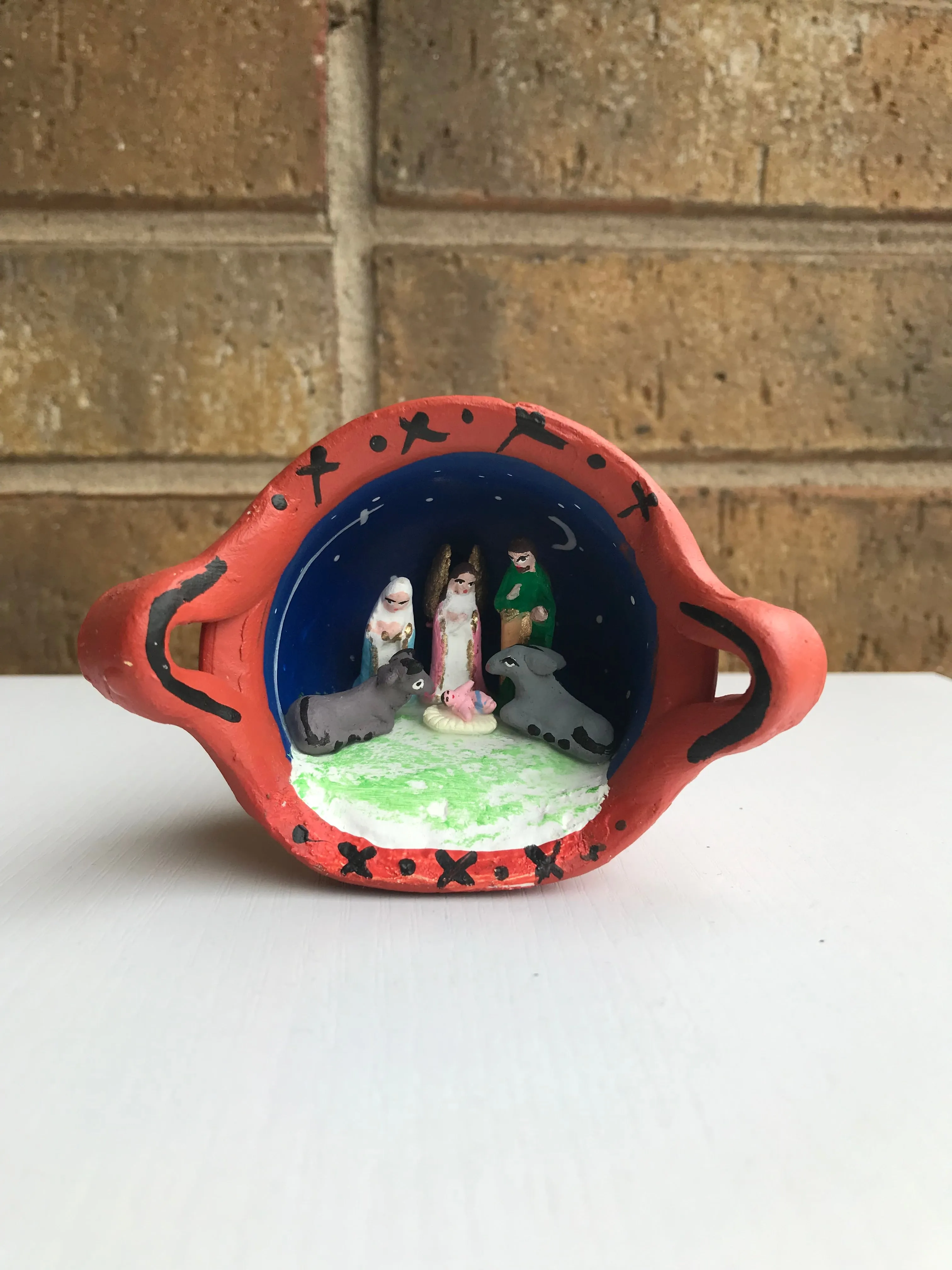 Clay mini nativity decor