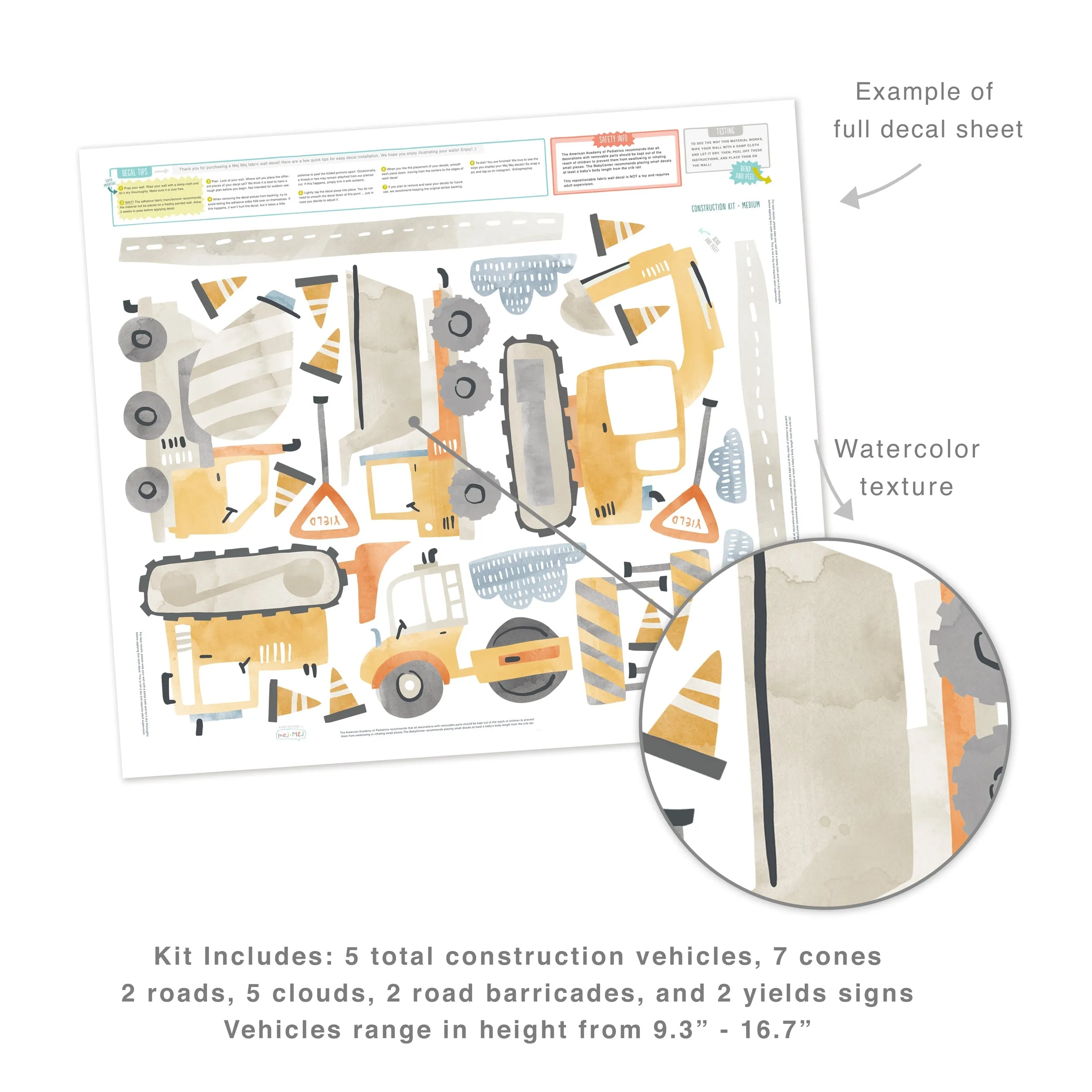 Construction Wall Decal Set - Medium