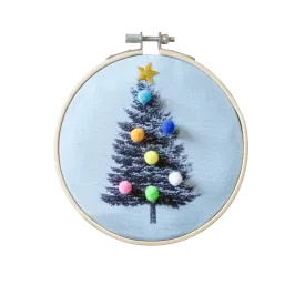 Cotton Clara Christmas Tree Hoop Kit in Light Blue