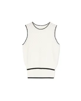 Crochet Knit Trimmed  Vest