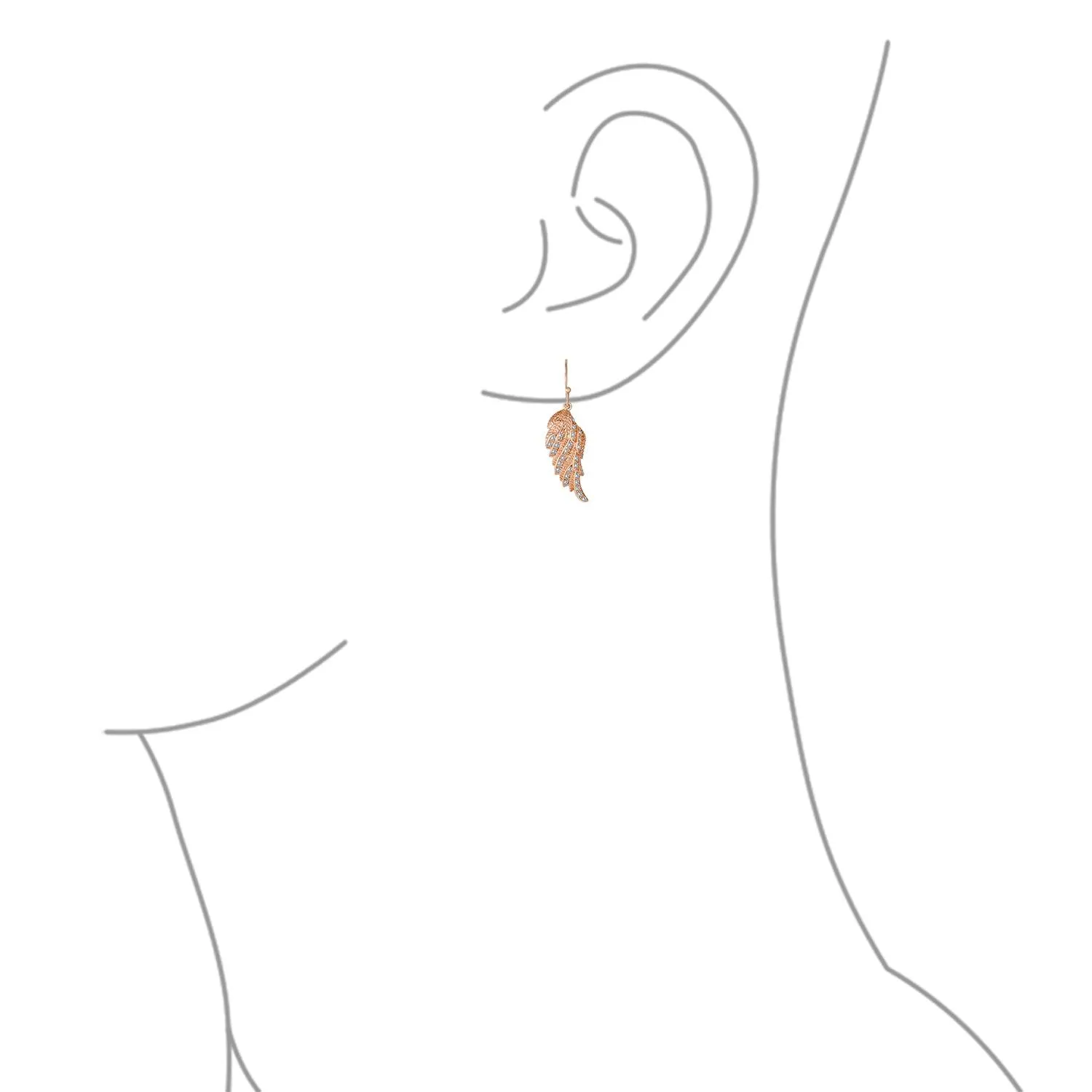 Cubic Zirconia CZ Angel Wing Feather Dangle Earrings Sterling Silver