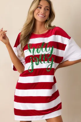 Cup of Cheer Red Multi Stripe Dress