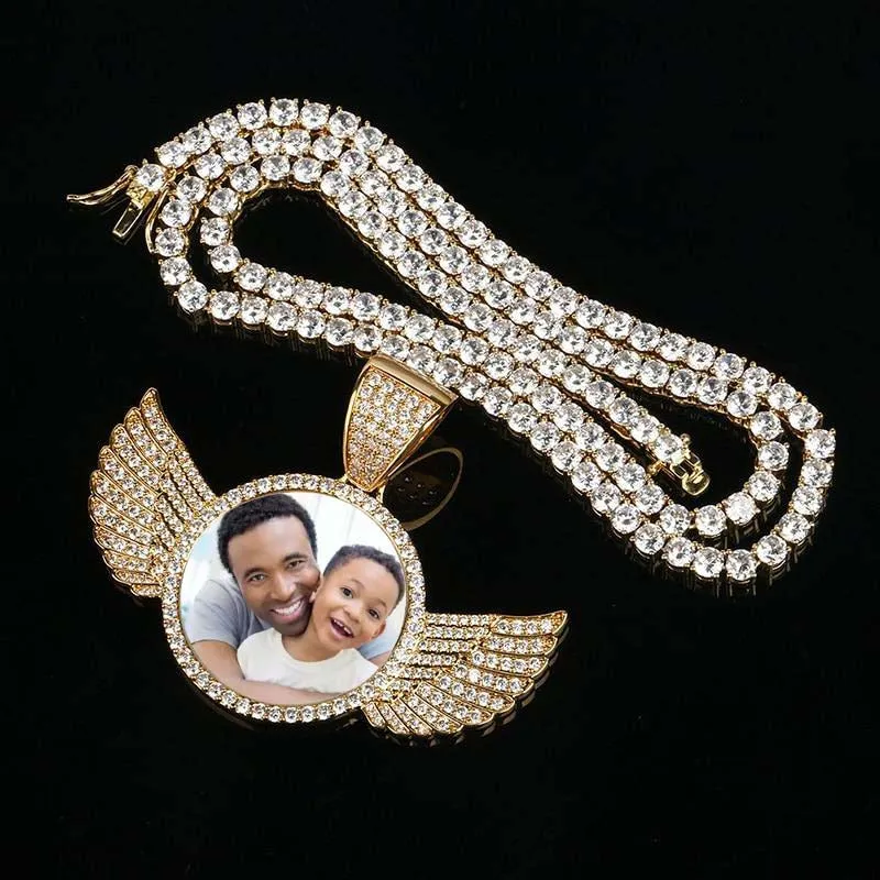 Custom Angel Wing Necklace-Best Gifts For Men- Necklace With Picture Inside