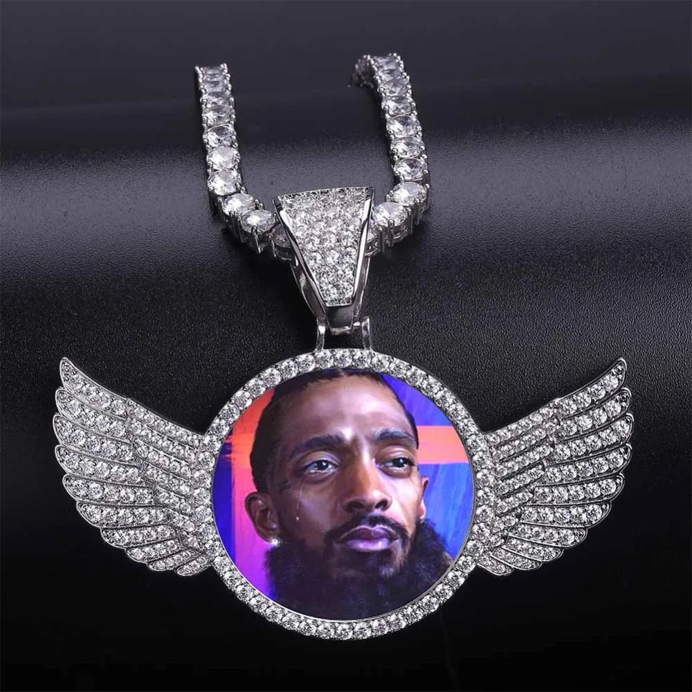 Custom Angel Wing Necklace-Best Gifts For Men- Necklace With Picture Inside