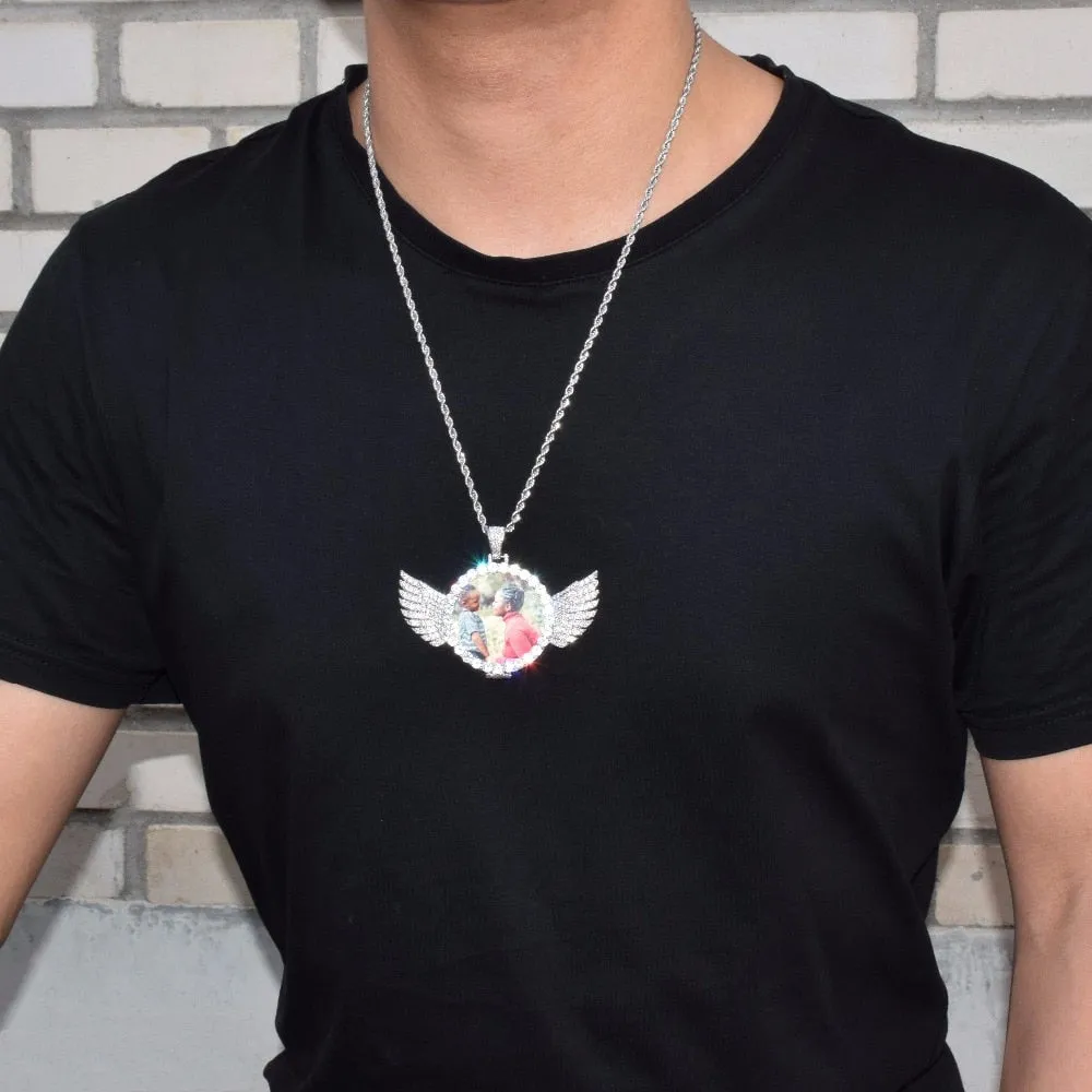 Custom Angel Wing Necklace-Best Gifts For Men- Necklace With Picture Inside