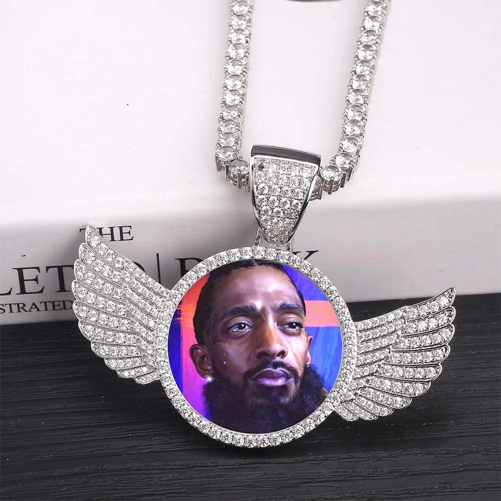 Custom Angel Wing Necklace-Best Gifts For Men- Necklace With Picture Inside