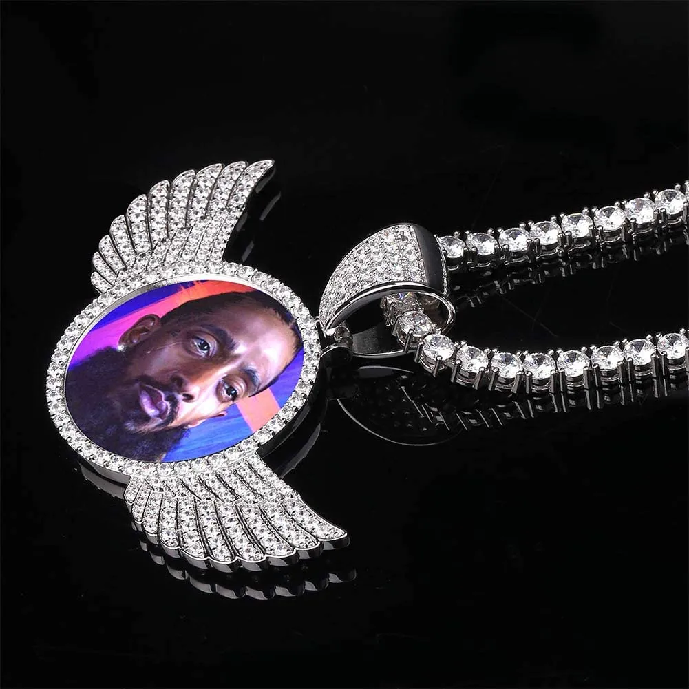 Custom Angel Wing Necklace-Best Gifts For Men- Necklace With Picture Inside