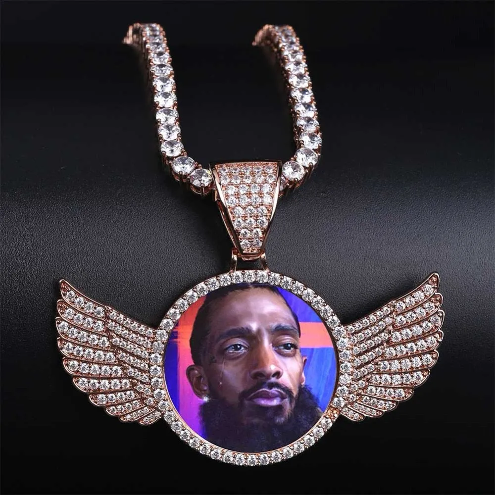 Custom Angel Wing Necklace-Best Gifts For Men- Necklace With Picture Inside