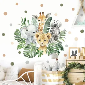 Cute Elephant Tiger Giraffe Jungle Animals Nursery Wall Decals Removable Peel & Stick PVC Wall Stickers For Children's Room Creative DIY Decor