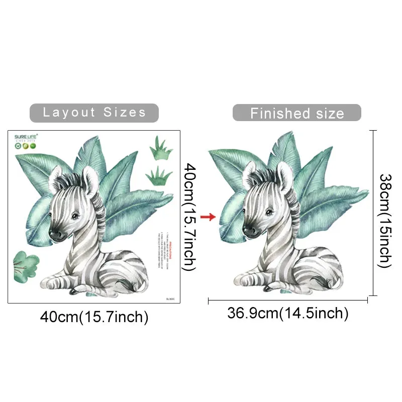 Cute Elephant Tiger Giraffe Jungle Animals Nursery Wall Decals Removable Peel & Stick PVC Wall Stickers For Children's Room Creative DIY Decor