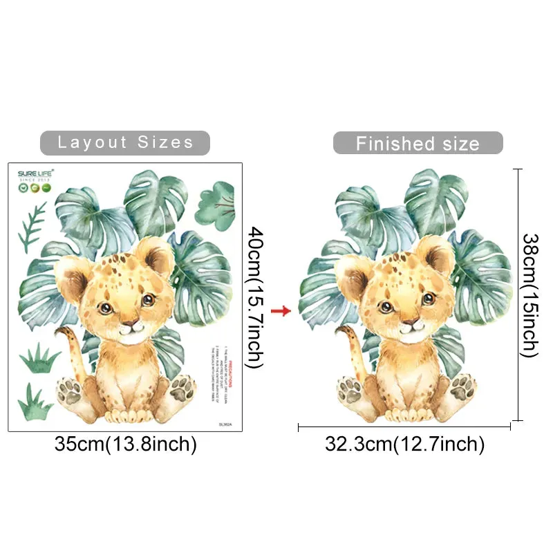 Cute Elephant Tiger Giraffe Jungle Animals Nursery Wall Decals Removable Peel & Stick PVC Wall Stickers For Children's Room Creative DIY Decor