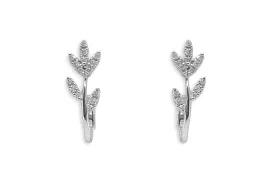 Earrings 14kt Gold Alstroemeria Flowers & Diamonds