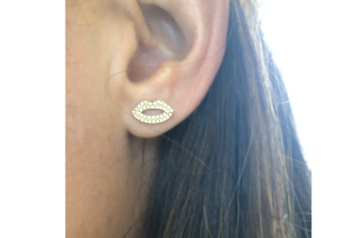 Earrings 14kt Gold & Diamonds Mouth