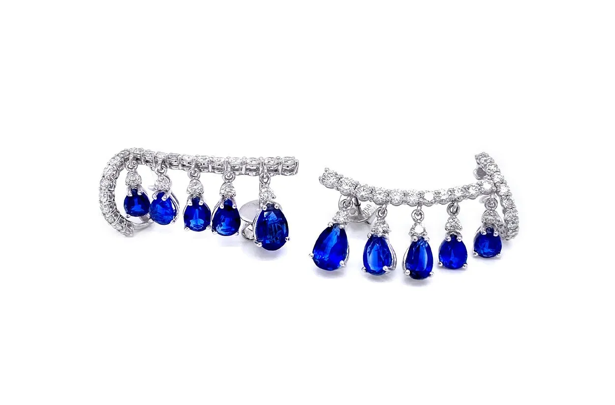 Earrings Crawlers Blue Kyanite & Diamonds