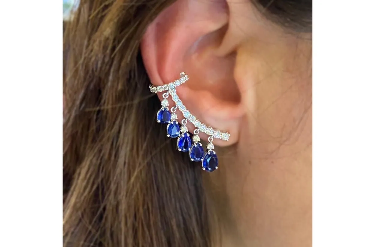 Earrings Crawlers Blue Kyanite & Diamonds