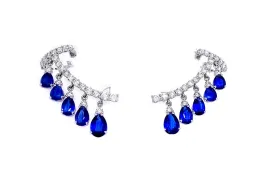 Earrings Crawlers Blue Kyanite & Diamonds