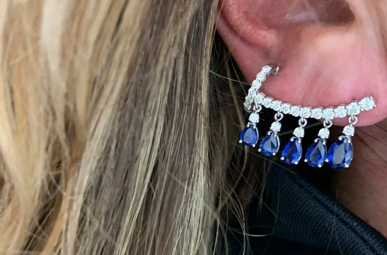 Earrings Crawlers Blue Kyanite & Diamonds