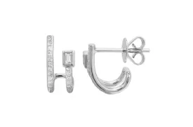 Earrings Double Semi Huggies 14kt Gold & Diamonds
