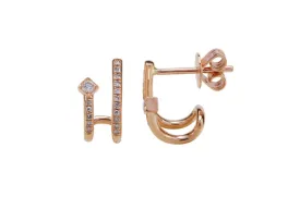 Earrings Double Semi Huggies 14kt Rose Gold & Diamonds