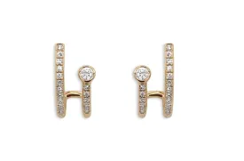 Earrings Double Semi Huggies 14kt Yellow Gold & Diamonds