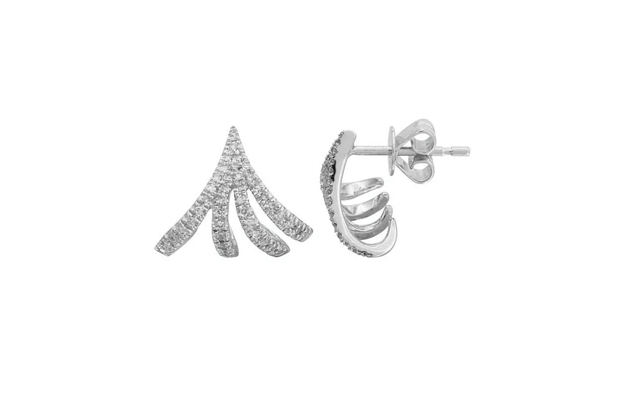 Earrings Gold Small Claw & Diamonds