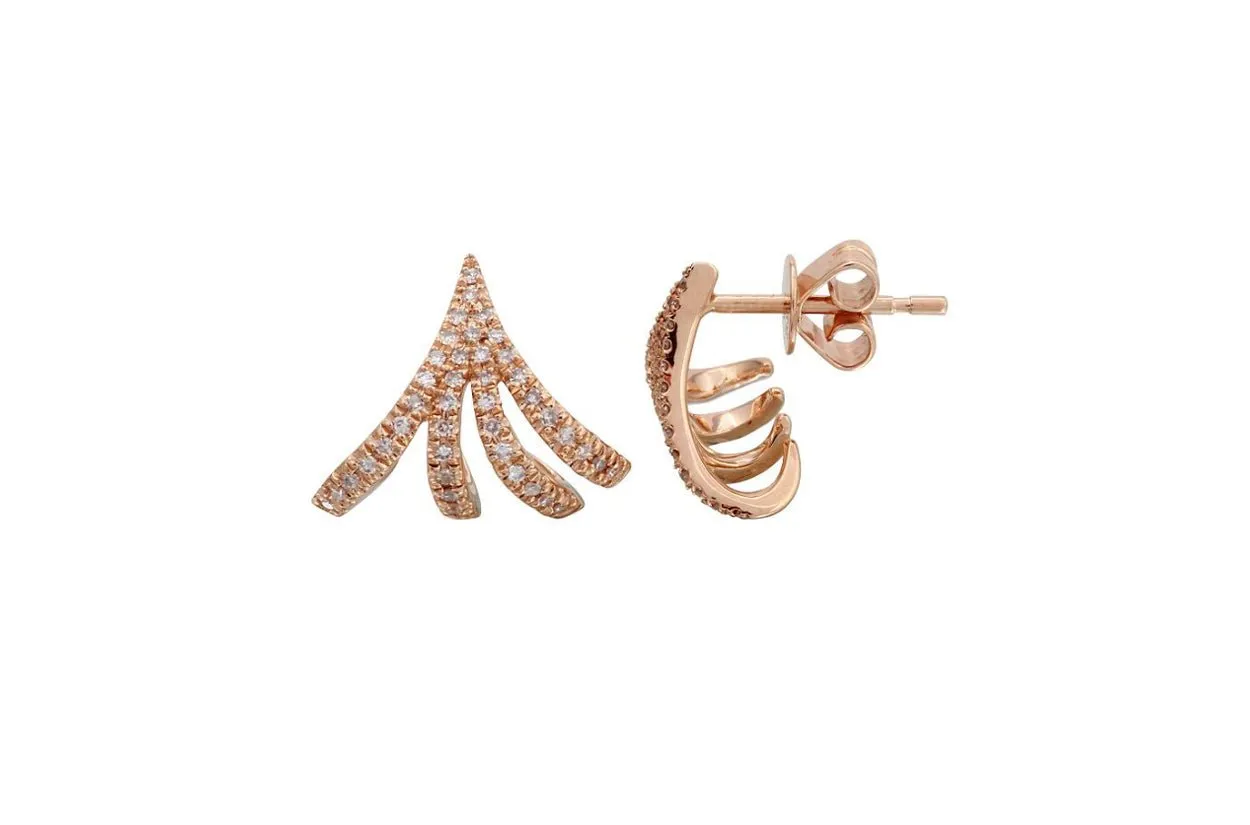 Earrings Gold Small Claw & Diamonds