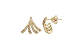 Earrings Gold Small Claw & Diamonds