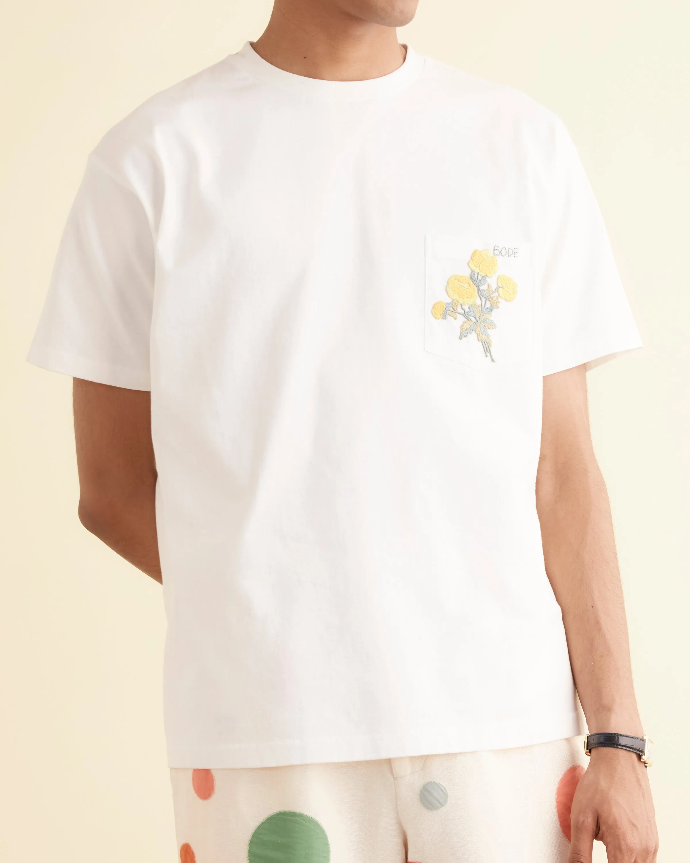 Embroidered Bouquet Pocket Tee