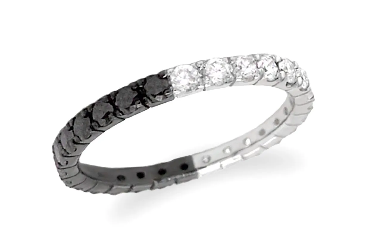 Eternity Ring 18kt Gold Black & White Diamonds
