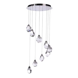 Euclid 9 Light LED Chandelier - Polished Nickel