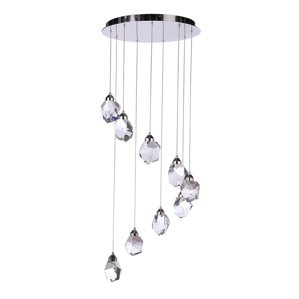 Euclid 9 Light LED Chandelier - Polished Nickel